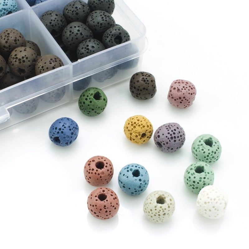 BEADNOVA 10mm Colorful Lava Rock Stone for Jewelry Making (180pcs, Assorted) - Image 2